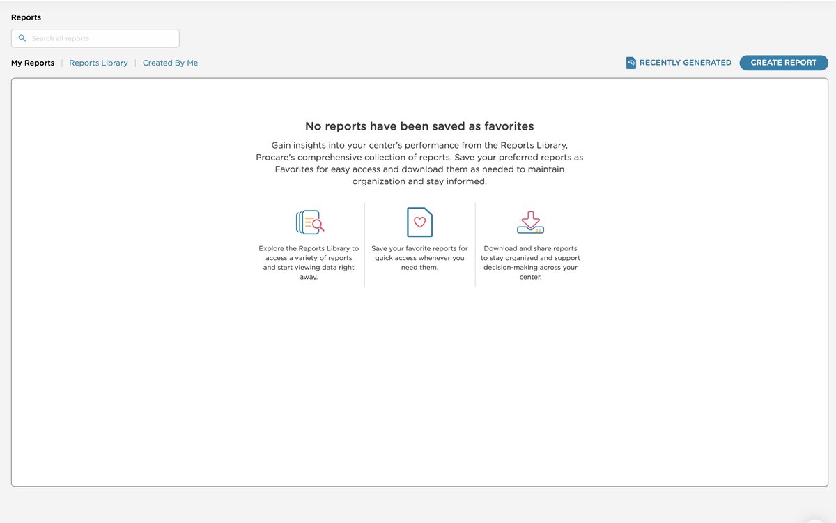 My Reports empty state with onboarding guidance